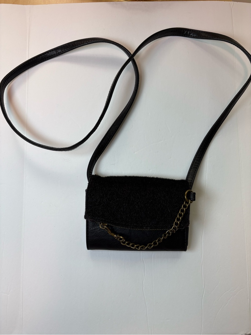 MADDEN GIRL Crossbody Mini Purse Black Biker with Gold Chain Y2K Gothic